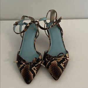 Frances Valentine Alister Women's Snakeskin Patterned Heels in Brown